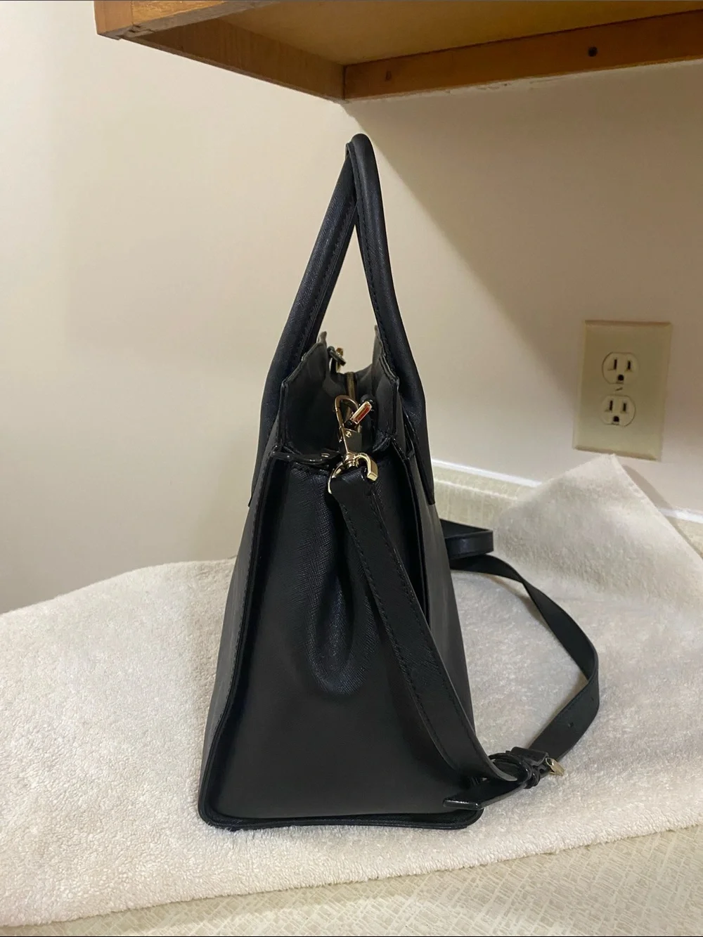 kate spade Black Saffiano Satchel with Crossbody Strap